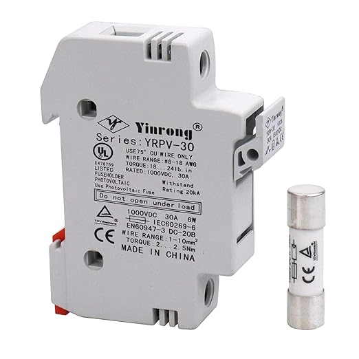 ZOOKOTO 1 PCS Solar Fuse Holder 25A 1000V DIN Rail Mount Fuse Holder 1 Pole White Plastic Housing