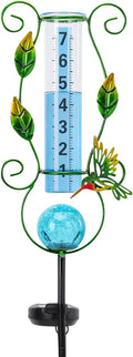 MUMTOP Rain Gauge Outdoor Freeze Proof, 36 Inch Large Number Solar Lights Hummingbird Water Gauge for Lawn, Yard and Garden