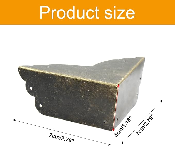 Bivethoi 8 Packs Bronze Box Corner Protectors, Edge Cover Safety Guard Furniture Decorative Metal Table Corner (2.76" x 1.18")