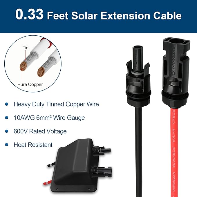 Waterproof Double Solar Cable Entry Gland,UV Resistance Dual Cable Entry Housing for Rv, Boat,Camper (with 0.33ft Cable (Black Entry Gland))