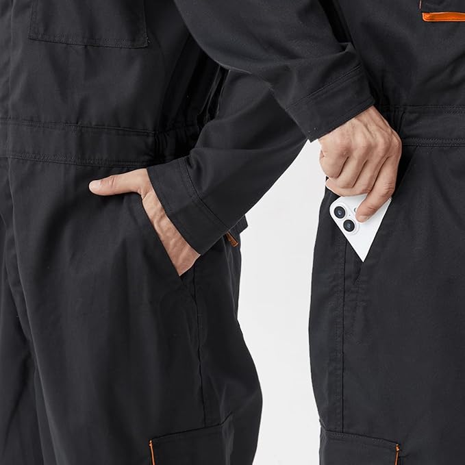 Men's Work Coverall Long Sleeves Overalls Mechanics Coveralls Workwear Jumpsuit with Multi Pockets