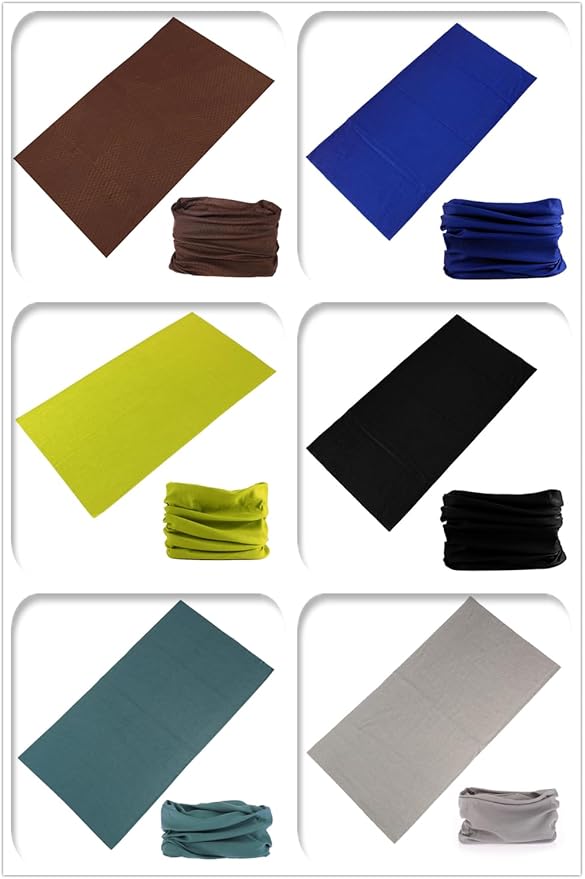 KINREE Neck Gaiter 6 Pack, Multifunctional Headwear UV Protection Breathable Headband Face Mask for Men Women Outdoor Sports