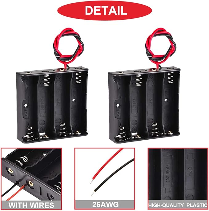 12Pack 18650 Battery Holder Bundle with Wires,3x1 18650 Battery Holder 3.7V,3x2 18650 Battery Holder 7.4V,3x3 18650 Battery Holder 11.1V,3x4 18650 Battery Holder 14.8V,with Leads,for DIY