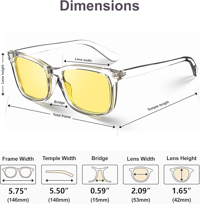 VISOONE Blue Light Blocking Glasses Square with Anti Computer Glare for Gaming Women and Men MONTANA
