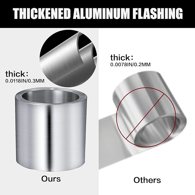 Aluminum Flashing Roll Roof Flashing,24 Inch*50Ft Metal Roofing Flashing,0.3mm Thickness Aluminum Roof Panels for Sealing Windows Doors Siding Roofing Preventing Roofing Stains and Moss