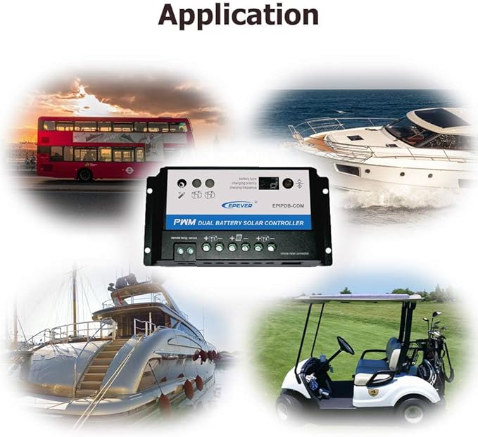 EPEVER EPIPDB-COM Series Dual Battery Solar Charge Controller 20A 12V/24V Auto Work for RVs Caravans and Boats etc Duo Battery Solar Charging System