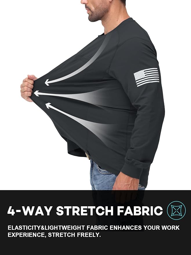 FR Shirts for Men 5.5OZ Lightweight Stretch Patriot Baseball T-Shirt Work Shirt