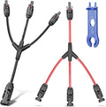 Solar Panel Connectors 3 to 1 Y Branch PV Connector Kit 1 Pair Solar Parallel Adapter 30A IP67 Waterproof Solar Panel Splitter Cable for RVs Roof (M/FFF, F/MMM)