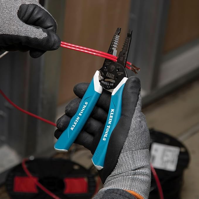 Klein Tools K11095 Klein-Kurve Wire Stripper and Cutter, Made in USA, for 8-18 AWG Solid and 10-20 AWG Stranded Wire