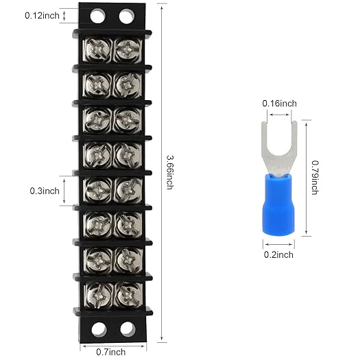 Terminal Block,2 Pack 8 Circuits 20-30A 200v-450v Dual Row Screw Terminals Strip +32 PCS Heat Shrink Wire Connectors