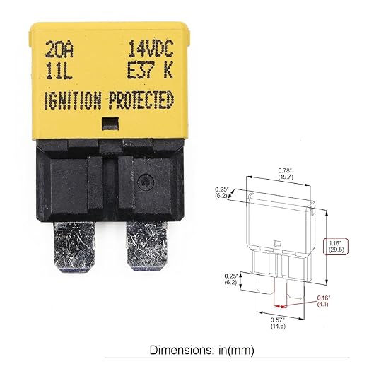 20A 12V Auto Reset Fuse Circuit Breaker ATO/ATC Low Profile - UL Certified - Type I Blade Fuses 20 Amp Self Resetting 12 Volt DC for Automotive, Car, Marine, RV, Solar, 3 Pack