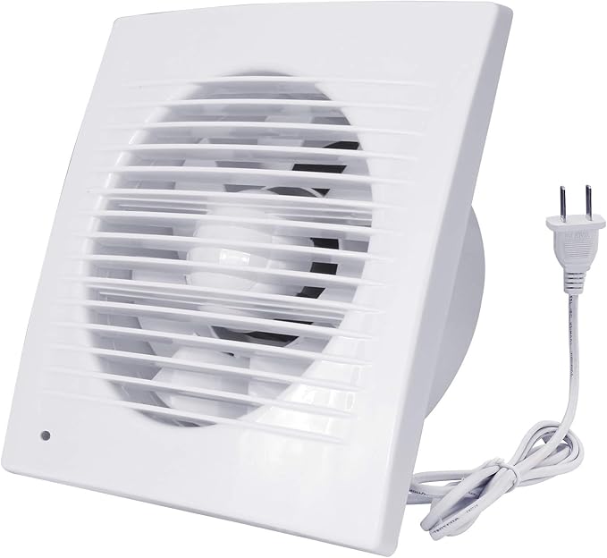 HUGOOME Exhaust Fan, 18W Ventilation Extractor with Anti-backflow Check Valve Ultra Thin, Window and Wall Mount Vent Fans for Kitchen Bathroom Greenhouse Garage (6 inch / 110V) Thin fan