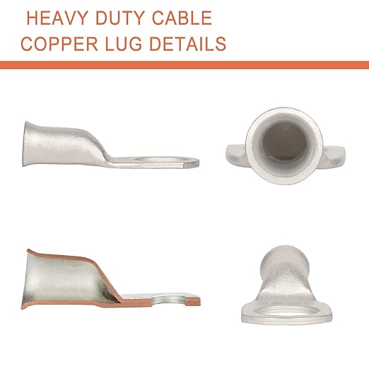 8 AWG Tinned Copper Ring Terminal Kit (62 Pcs) - 30 Battery Lugs (1/4", 5/16", 3/8", 1/2") with 32 Heat Shrink Tubes for 8 Gauge Wire in Automotive, Solar, Marine, RV Applications