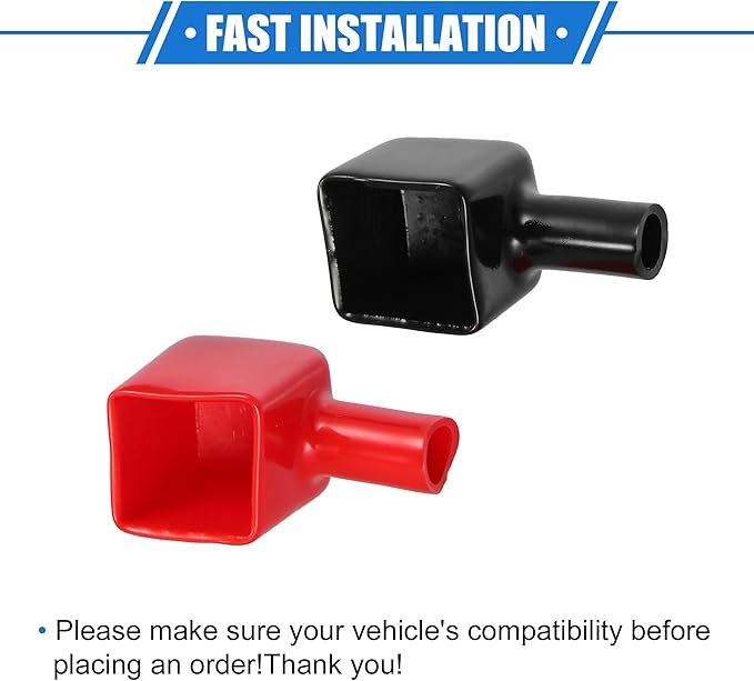 1 Pair Battery Terminal Insulation Covers, 7mm 0.28" Car Battery Positive Negative Post Cap Universal for Motorcycle Truck Durable PVC Red Black