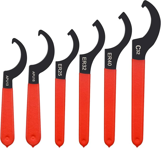 6pcs Coilover Spanner Wrench Set, C-Shape Shock Spanner Hook Wrench Tools, for Suspension System and Shock Adjustment