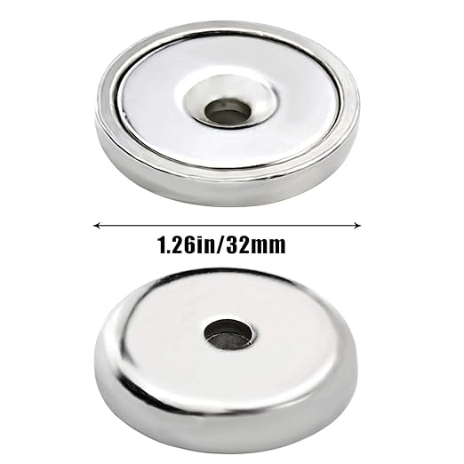LOVIMAG Neodymium Cup Magnets, 100lbs Holding Force Strong Rare Earth Magnets with Countersunk Hole and Iron Sheet and Screw for Holding Tools Lifting, Hanging, Door, 1.26 inch, Pack of 12