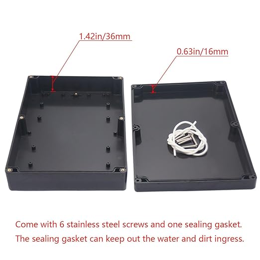 Junction Box IP65 Waterproof ABS Plastic Electrical Project Case Power Junction Boxes, Project Box with 4 PCS M16 Cable Glands 10.35x7.17x2.36 inch (263 x 182 x60 mm)