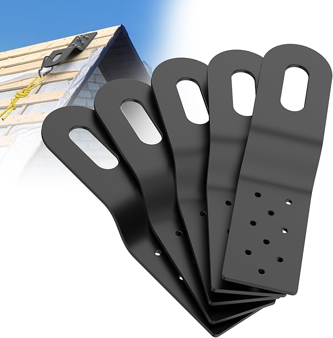 Roof Safety Anchor,Permanent Roof Anchor For Fall Protection Connects To Wood Surfaces,Metal Roofing Anchor Use With Roofing Harness, Safety Ropes And Other Roof Safety Kit (Black - 5 Pack)
