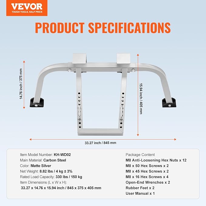 VEVOR Ladder Stabilizer, Heavy Duty Steel Ladder Roof Hook, Ladder Stabilizer with Wing Span/Wall Extension Accessory, Stable Ladder Standoff Arms for Roof Gutter with Anti-Slip Rubber Feet