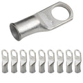 SELTERM 10pcs 4 AWG-3/8" Stud Tinned Copper Wire Lugs, Heavy Duty Battery Cable Ends,4 Guage Ring Terminals, UL Battery Lugs Marine Grade Copper Eyelets Electrical Battery Terminal Connectors