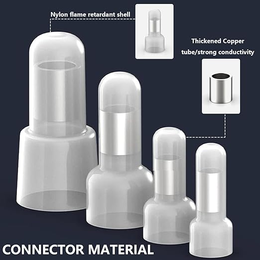 smseace 100 Pcs Nylon Closed End Crimp Terminal -Crimp Caps Wire Connectors for 12-10 AWG - Ideal for Automotive, Audio, and Electrical Applications
