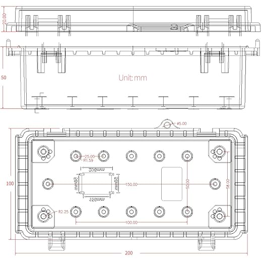 Electrical Waterproof Custom Junction Box, Outdoor Hinged Clear Cover Stainless Steel Buckles, Plastic Enclosure Weatherproof Box IP67 Case 7.9 * 3.9 * 2.8(200×100×70mm)