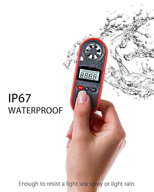 Wintact Handheld Anemometer, Digital Wind Speed Meter Gauge, Air Flow Velocity Tester with Measuring Wind Temperature 14℉ to 113℉ for HVAC Duct Outdoor Kite Boat Sailing Surfing (WT816A)