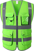 XIAKE 9 Pockets Class 2 High Visibility Reflective Safety Vest for Men Women,Meets ANSI/ISEA Standard