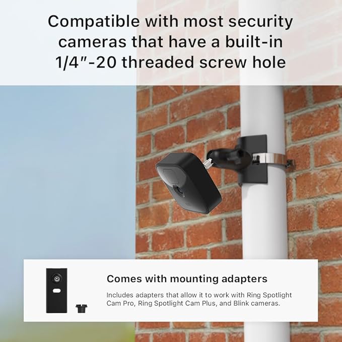 Holicfun No-Drill Outdoor Security Camera Pole Mount, Universally Compatible with Ring, Blink, Eufy, Wyze, Arlo, Google Nest, Simplisafe Cameras, and More - White
