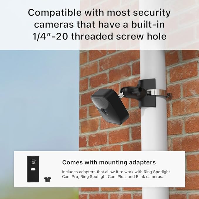 Holicfun No-Drill Outdoor Security Camera Pole Mount, Universally Compatible with Ring, Blink, Eufy, Wyze, Arlo, Google Nest, Simplisafe Cameras, and More - Black