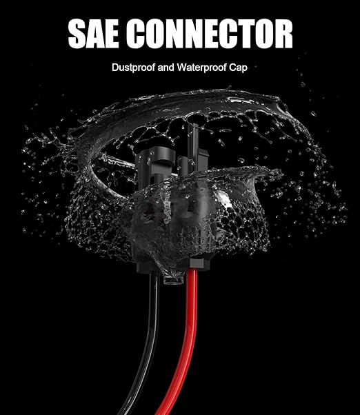 BERLAT Solar Extension Cable - 10AWG, 30cm with 2 SAE Polarity Reverse Adapters