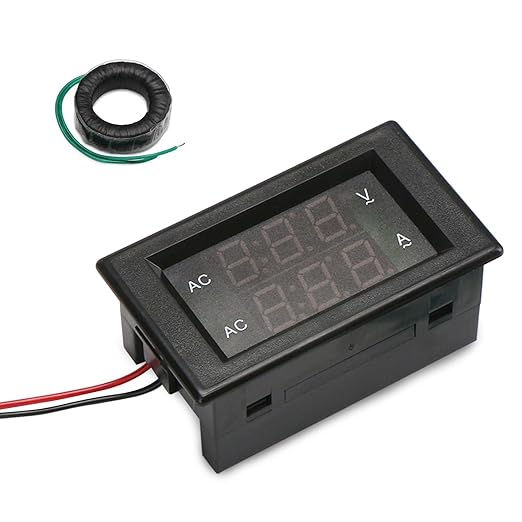 DROK Volt Amp Meter 2pcs, AC 500V 200A Digital Voltmeter Ammeter Panel, 0.39 Inches LED 2in1 Multimeter, 2-Wire Voltage Amperage Tester Gauge with Current Transformer