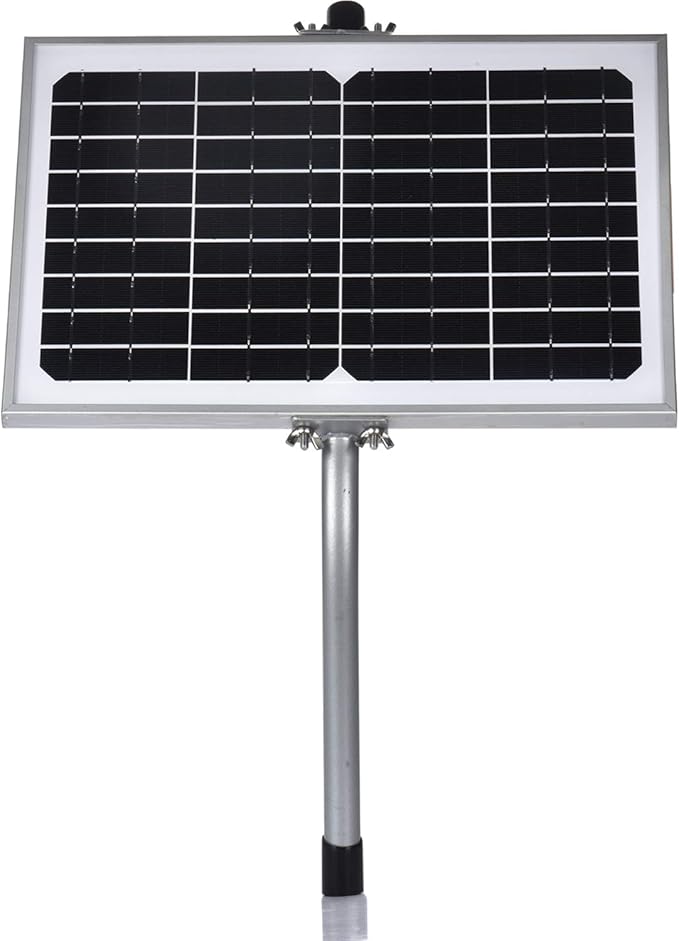 SUNER POWER 10 Watt Solar Panel Powered Charger Kit + Tubular Mount Bracket for Automatic Gate Opener, Electrical Fence, etc