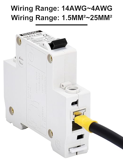 DIHOOL AC/DC Miniature Circuit Breakers, 2 Pack, Single Pole 40 Amp, 12V 24V 48V 400V, Non Polarized, Solar Disconnect Switch, DIN Rail Mount, RV Battery Isolator, PV Array MCB, Thermal Magnetic Trip