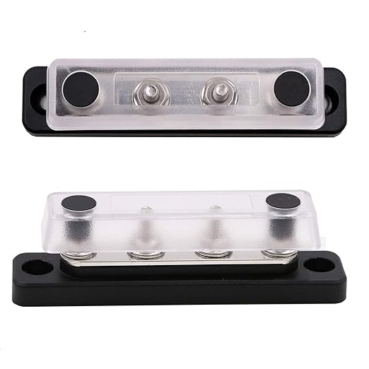 Gloaso Bus Bar Copper 12V 100A 4 x 3/16" Posts Terminals Power Distribution Blocks, Marine Busbar, Mini Battery Buss Bar 12 Volt-48V DC for Car RV Solar Truck Boat Automotive Marine, Black