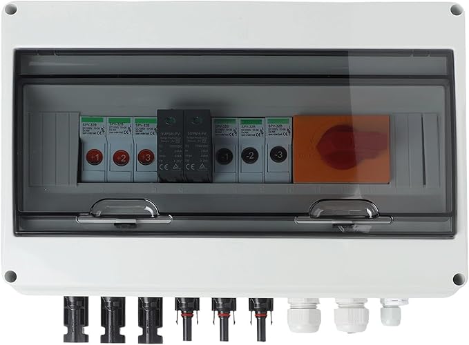 1000V 3In 1Out 3 String Solar PV Combiner box, Photovoltaic Array Solar Circuit Breaker with Surge Protector, Solar Disconnect Switch Outdoor Waterproof for On/Off Grid Solar Panels System