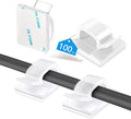 100PCS Cable Clips, Adhesive Wire Clips Organizer Cord Clips Management, Cable Staples Outdoor Strong for Wall, Desk, Christmas Lights, String Lights, TV PC Ethernet Cable, Clear Small