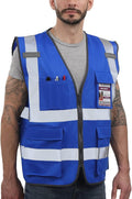Dib Safety Reflective Vest ANSI Class 2, High Visibility Vest with Pockets and Zipper, Construction Work, Hi Vis