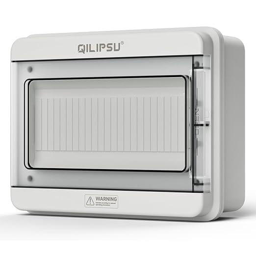 QILIPSU 12 Way DIN Rail Circuit Breaker Box UL94-V0 PC/ABS IP65 Waterproof Distribution Enclosure with Longer Bus Bars for Indoor Outdoor and Solar Use