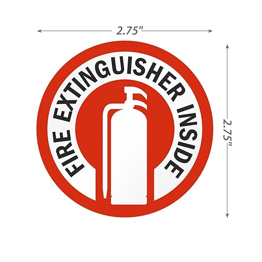 SmartSign Fire Extinguisher Inside Stickers | 2.75" x 2.75" Engineer Grade Reflective Labels with Aggressive Adhesive, Pack of 6