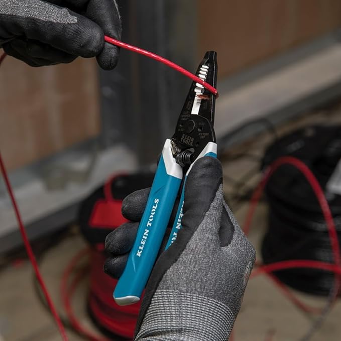 Klein Tools K11095 Klein-Kurve Wire Stripper and Cutter, Made in USA, for 8-18 AWG Solid and 10-20 AWG Stranded Wire