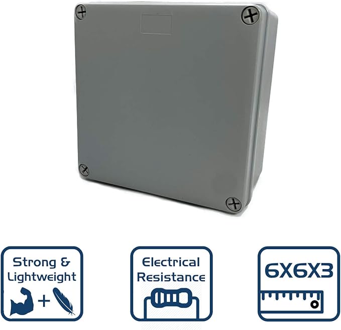 Co. 6" x 6" x 3" Weather & Dust Proof PS Plastic Junction Conduit Box Enclosure (5.5"x5.5"x3" Interior Dimension) 1 Pack
