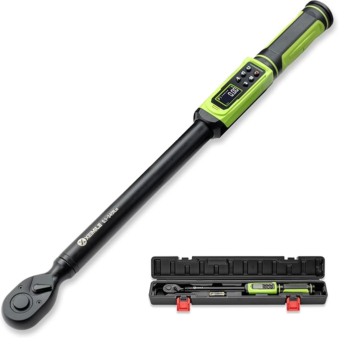 Digital Torque Wrench 1/2"Drive-3.8-250.8Ft.Lb/5.1-340N.m,Electric Torque Wrench With Vibration Buzzer LED Indicator,±2% Accuracy Five Units for Bike Motorcycle Car Auto Repair,DIY,Green Black