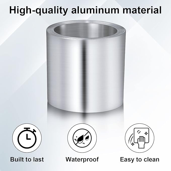 Lounsweer 4'' x 50' Aluminum Roll Flashing for Roof and Garden, Prevents Roofing Stains, Roof Strip for Moss and Mildew Prevention(2 Rolls)