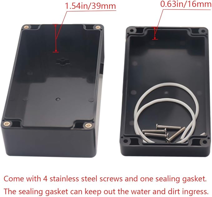 Project Box ABS Black Electrical Boxes IP65 Outdoor Waterproof Box Electronic Junction Box Power Enclosure with Cable Glands for DIY Project 6.22 x 3.54 x 2.36 inch (158x90x60mm)