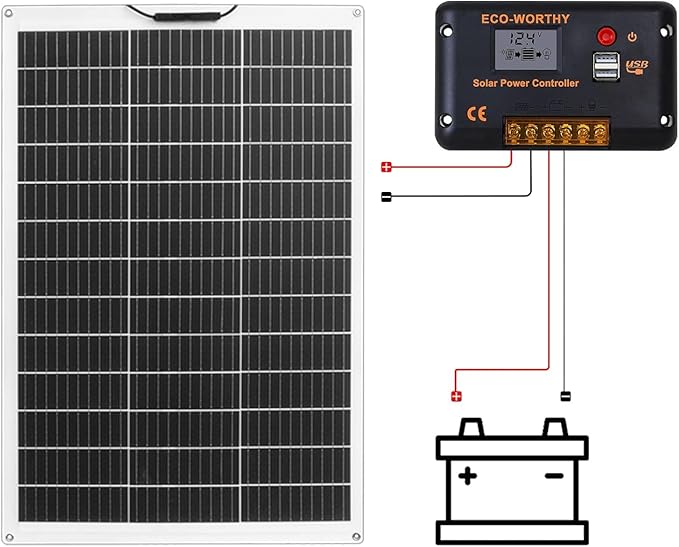 ECO-WORTHY 130Watt 12Volt Flexible Solar Panel Kit for Off Grid Home RV, Boat and Uneven Surfaces:1pcs 130W Mono Solar Panel + 30A 12V Charger Controller + Solar Cable + Tray Cable + Y Branch