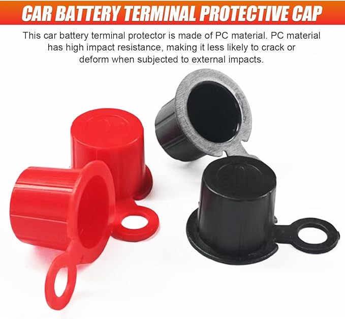 4PCS Battery Terminal Cover, Positive & Negative Pole Battery Top Post Cap with Shims, Universal Batteries Stud Terminal Insulator Protector for SUV, Sedan, Truck