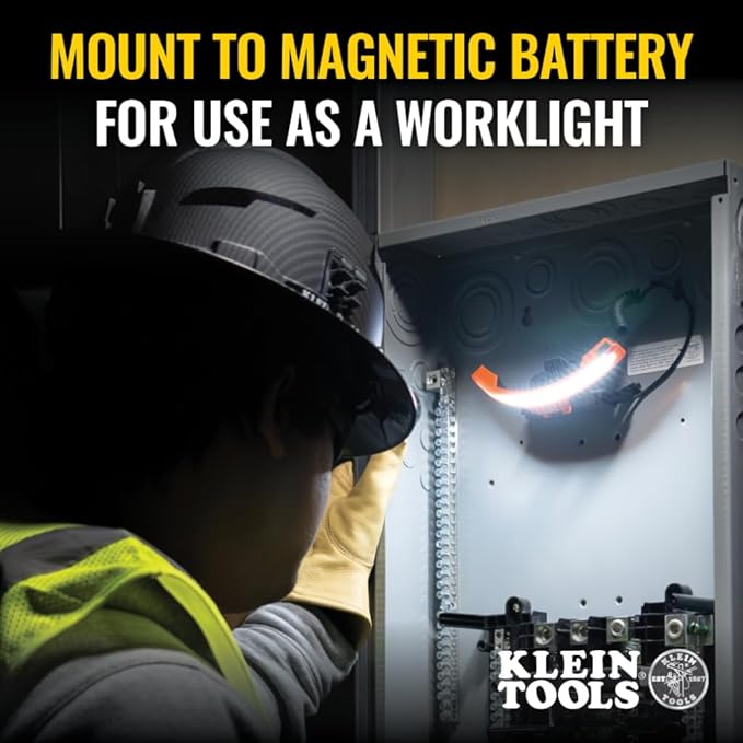 Klein Tools 80160 Hard Hat Set with Class E Nonvented Hard Hat, Rechargeable Wide-Beam Headlamp and Lithium-ion Battery, 3-Piece