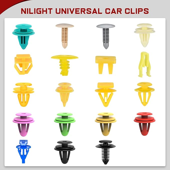 Nilight 1001PCS Universal Car Clips Mixed Auto Bumper Fender Trim Door Panel Shield Engine Cover Retainer Rivet Push Clips for GM Ford Chrysler Toyota Lexus Honda Acura Dodge Jeep