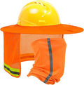 TCCFCCT Full Brim Mesh Neck Sun Shield, High Visibility Sun Visor Neck Protection and Bandana Headband Face Scarf, Hard Hat Accessories, 2 Packs, Orange